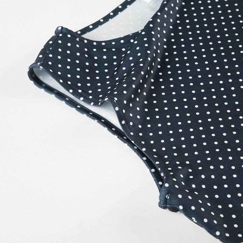 Lucelle - Mouwloze mini jurk met stippen en aansluitende taille dames