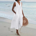 Luciana - Zomerse midi jurk met knoopsluiting dames