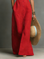 Eulalie - Maxi blousejurk mouwloos van linnenmix met kraag dames