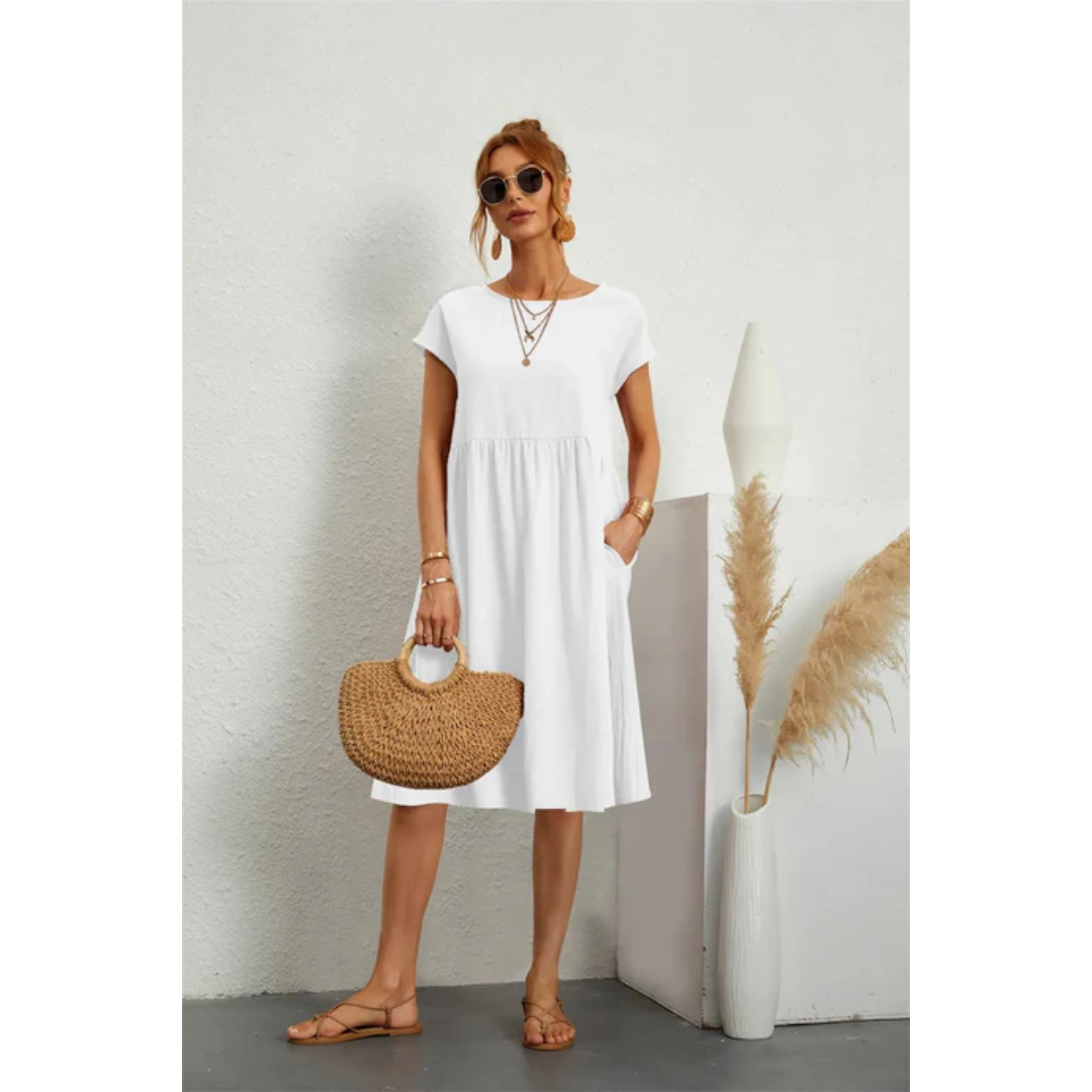 Valeria - Elegante zomerse midi jurk met korte mouwen dames