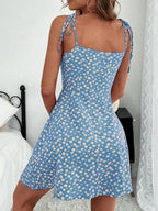 Mini zomerjurk dames met bloemenprint en spaghettibandjes