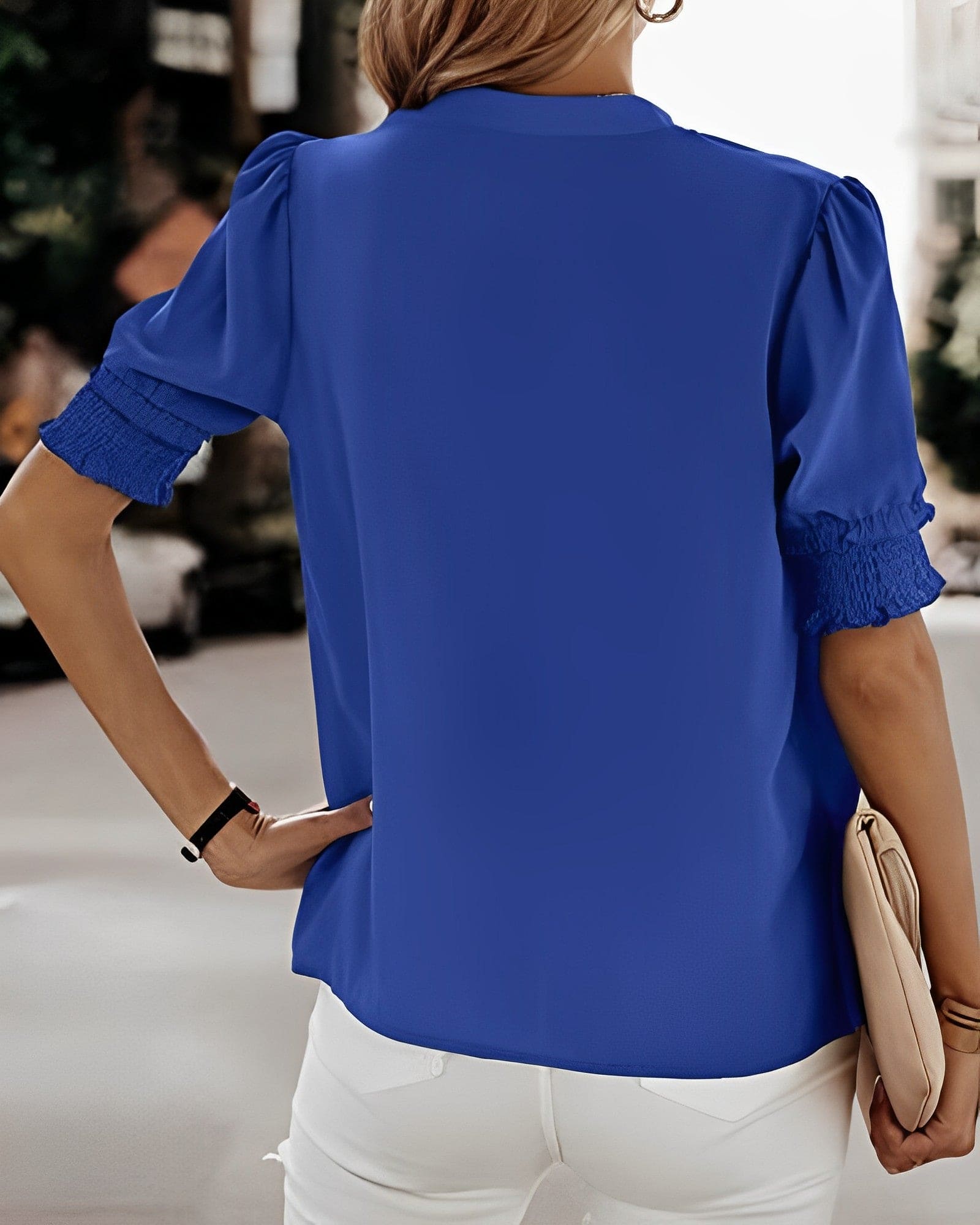 Vera - Blouse met korte mouwen en v-hals dames