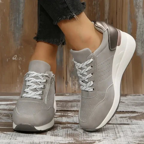 Lichtgewicht wandelschoenen dames met elastische veters, rits en antislipzool 15