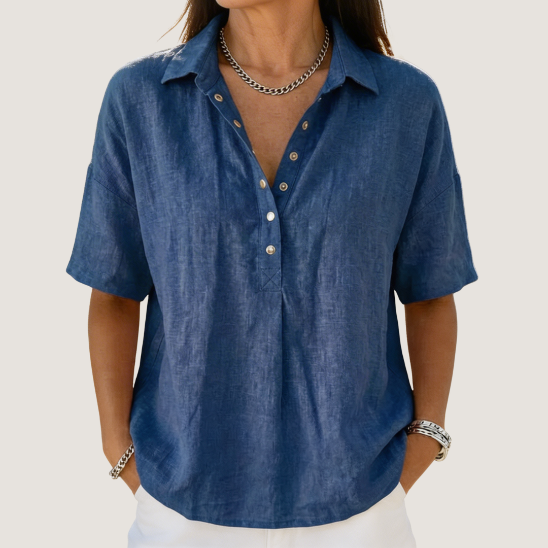 Honorine - Casual overhemdblouse met knoopkraag dames