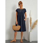 Valeria - Elegante zomerse midi jurk met korte mouwen dames
