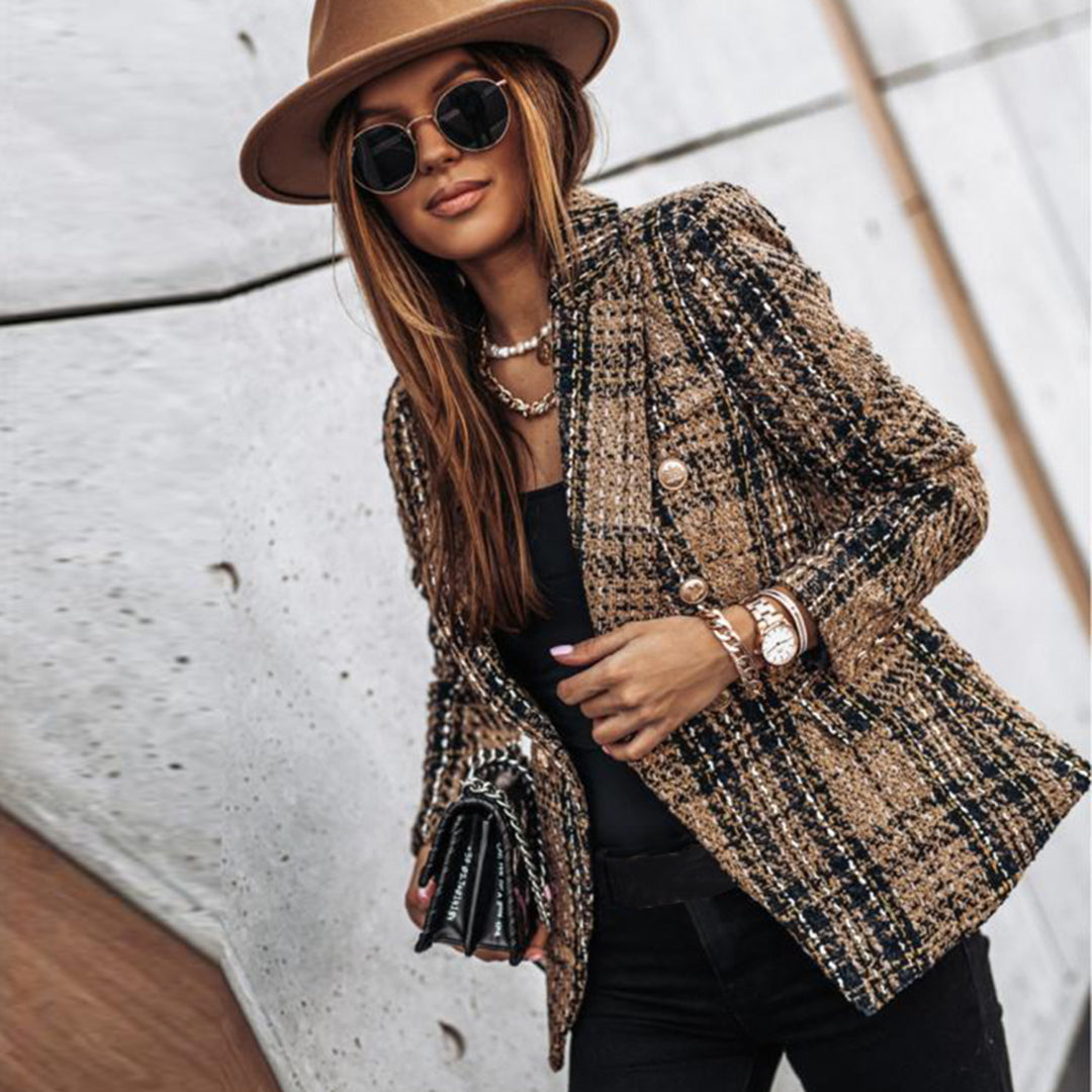 Getailleerde blazer dames met enkele knoop en lange mouwen voor kantoor 1