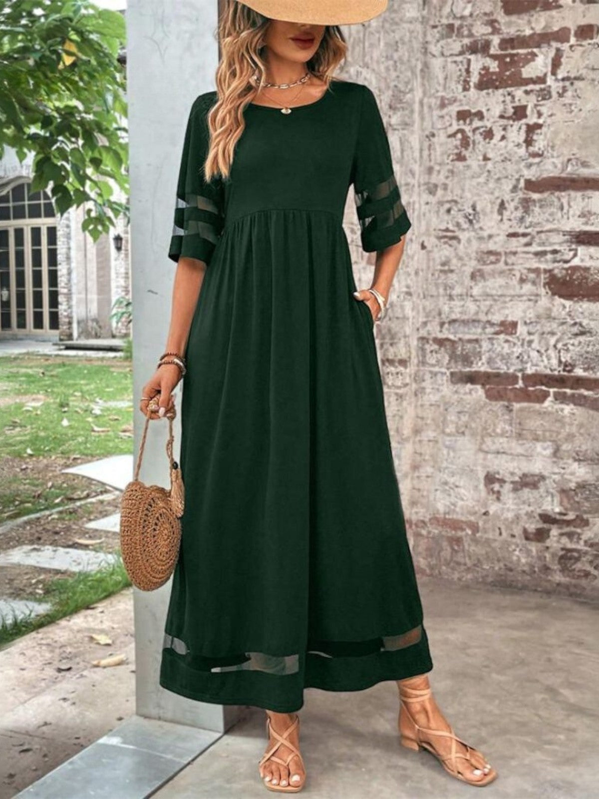 Hortense - Maxi jurk met halflange mouwen dames