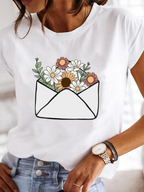 Noemi - Wit zomers T-shirt met korte mouwen dames