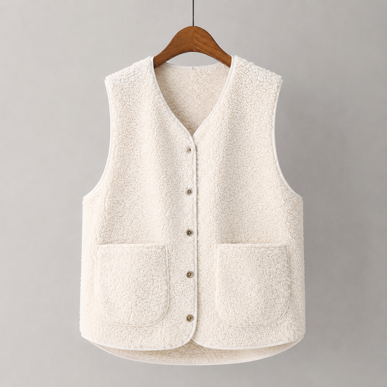 Mouwloos vest dames met knopen, voorzakken en rechte pasvorm voor herfst en winter