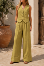 Co-ord set dames met gilet en wijde broek