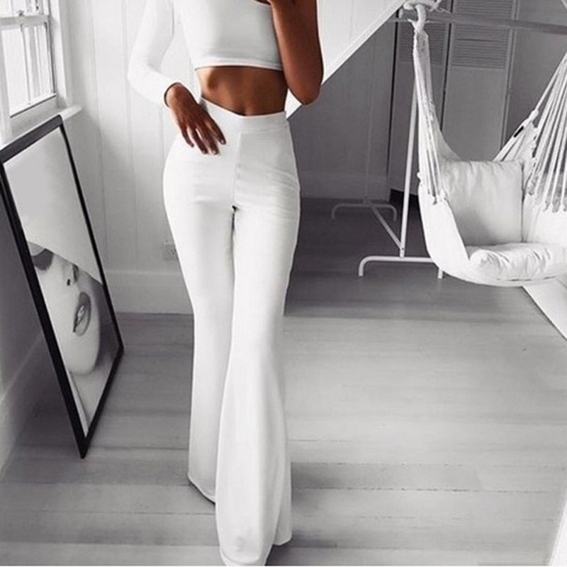 Oceane - Flared broek met hoge taille en stretch dames