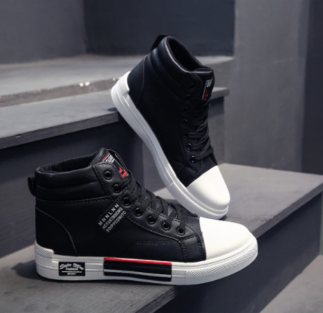 Hoge sneakers heren met veters en stevige zool