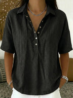 Honorine - Casual overhemdblouse met knoopkraag dames