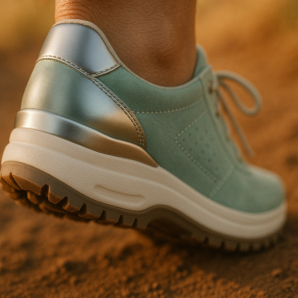 Lichtgewicht wandelschoenen dames met elastische veters, rits en antislipzool 5