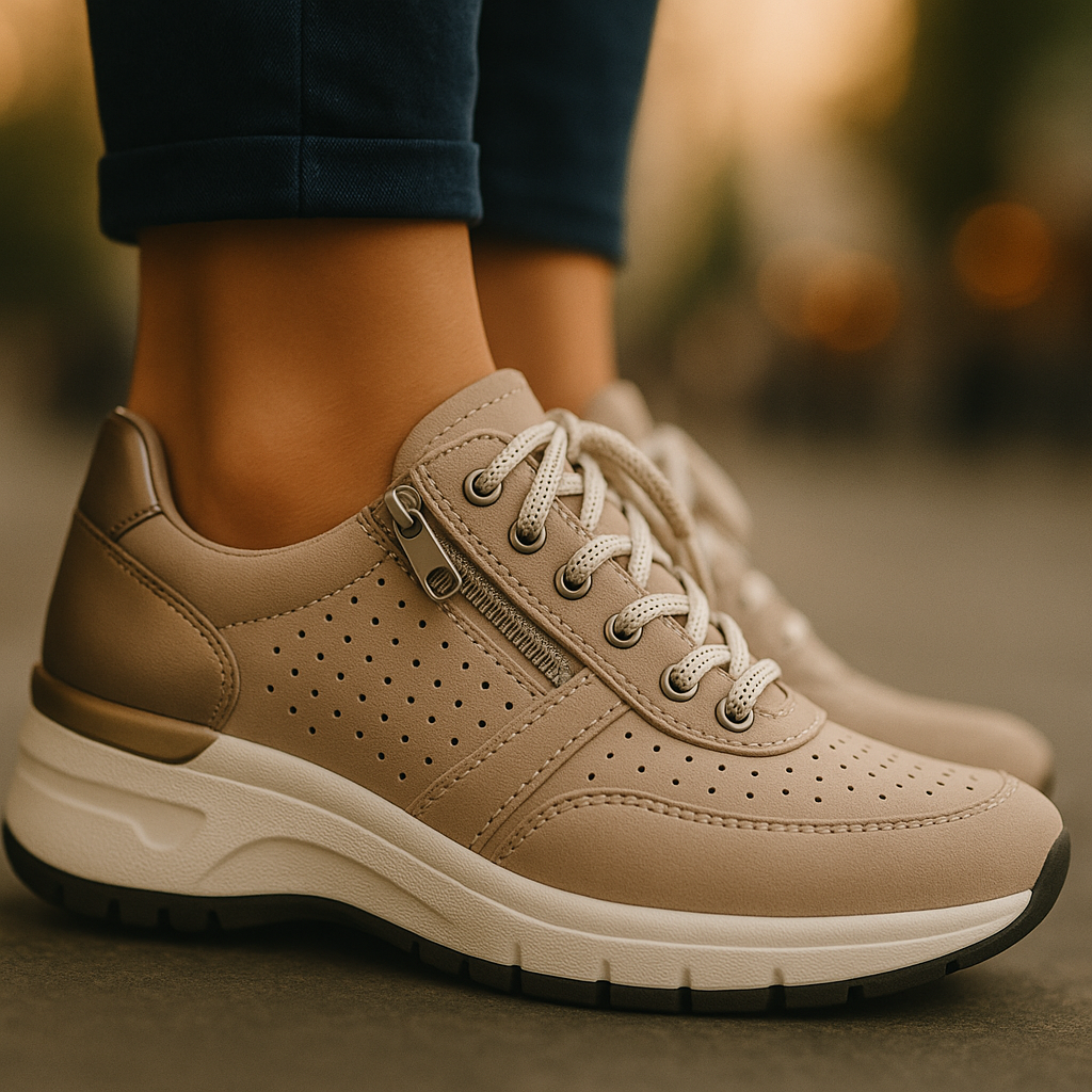 Lichtgewicht wandelschoenen dames met elastische veters, rits en antislipzool 9