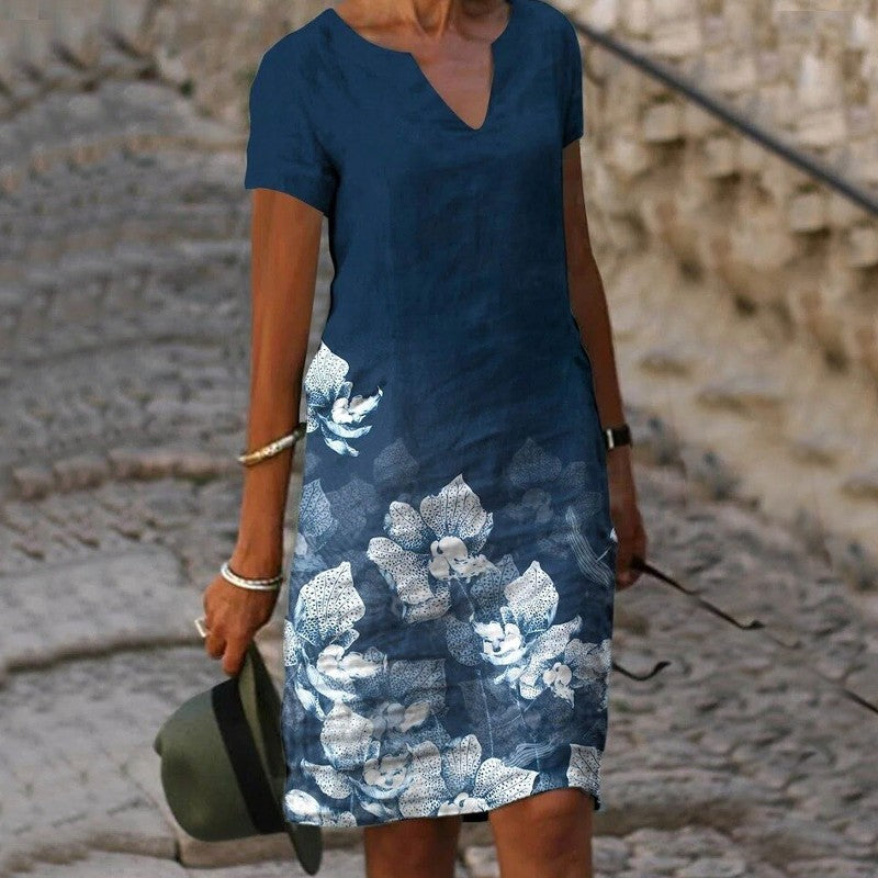 Helene - Mini zomerjurk met bloemenprint en korte mouwen dames