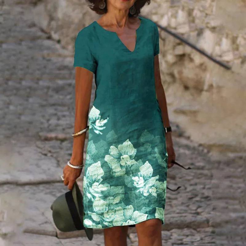 Helene - Mini zomerjurk met bloemenprint en korte mouwen dames