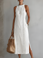 Midi zomerjurk dames met kant en split