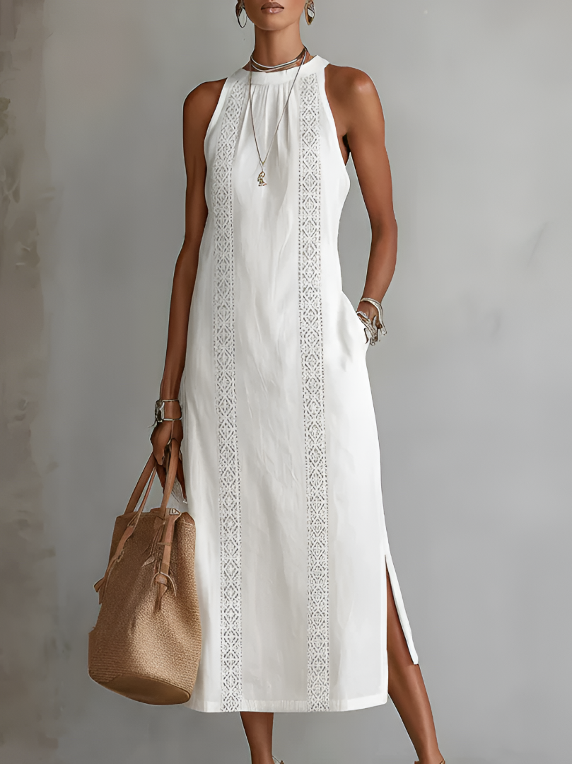 Midi zomerjurk dames met kant en split