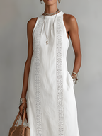 Midi zomerjurk dames met kant en split