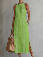 Midi zomerjurk dames met kant en split