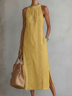 Midi zomerjurk dames met kant en split