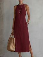 Midi zomerjurk dames met kant en split