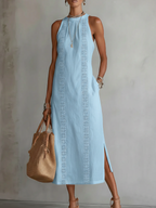 Midi zomerjurk dames met kant en split