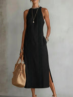 Midi zomerjurk dames met kant en split