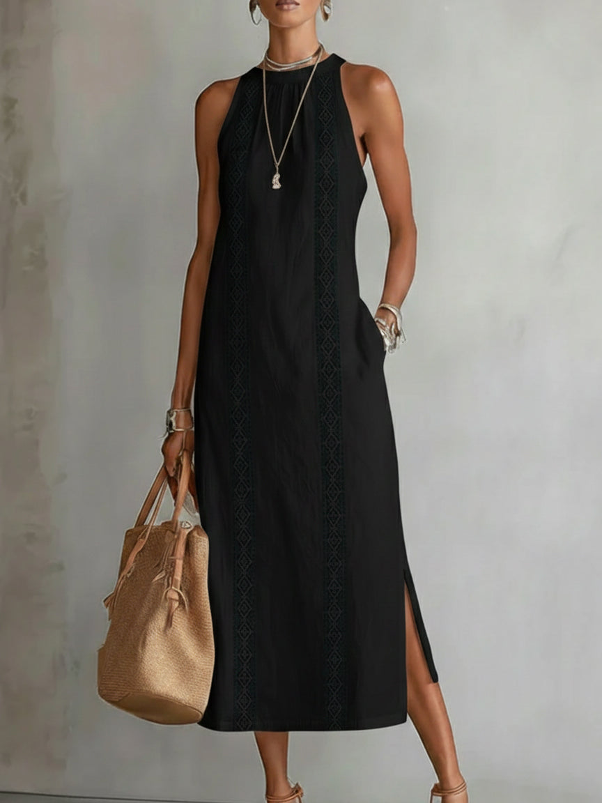 Midi zomerjurk dames met kant en split