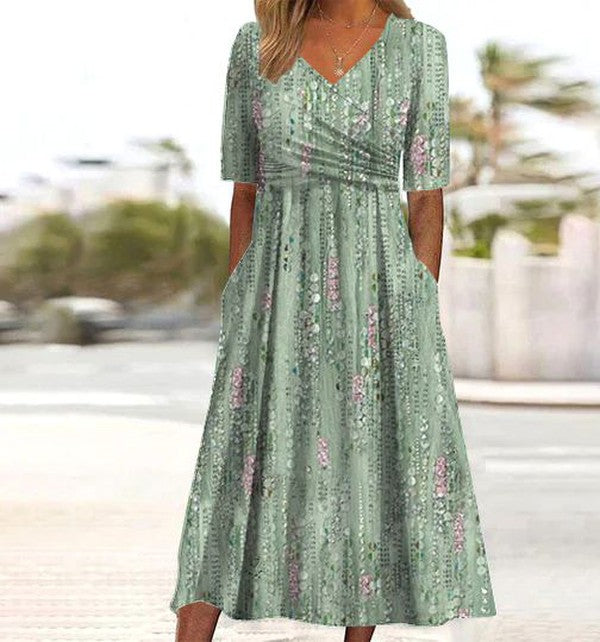Delphine - Midi zomerjurk met uitlopende rok dames