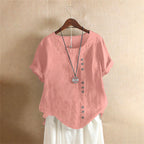 Federica - Zomerse blouse met korte mouwen en ronde hals dames