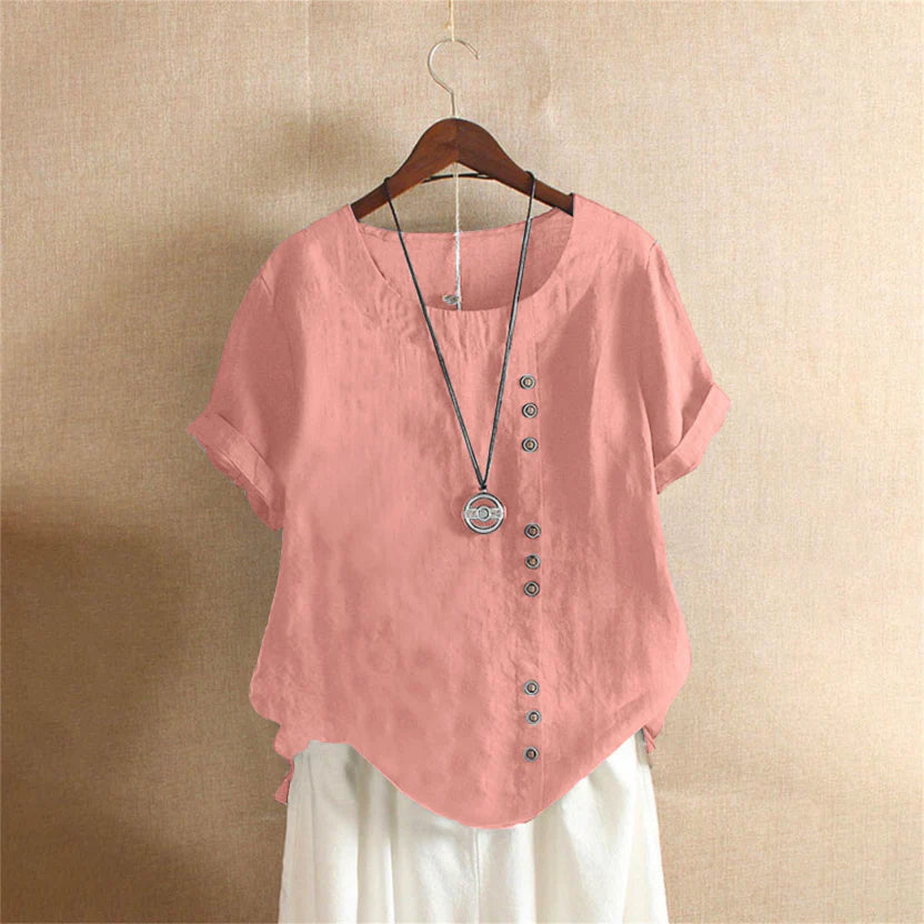 Federica - Zomerse blouse met korte mouwen en ronde hals dames