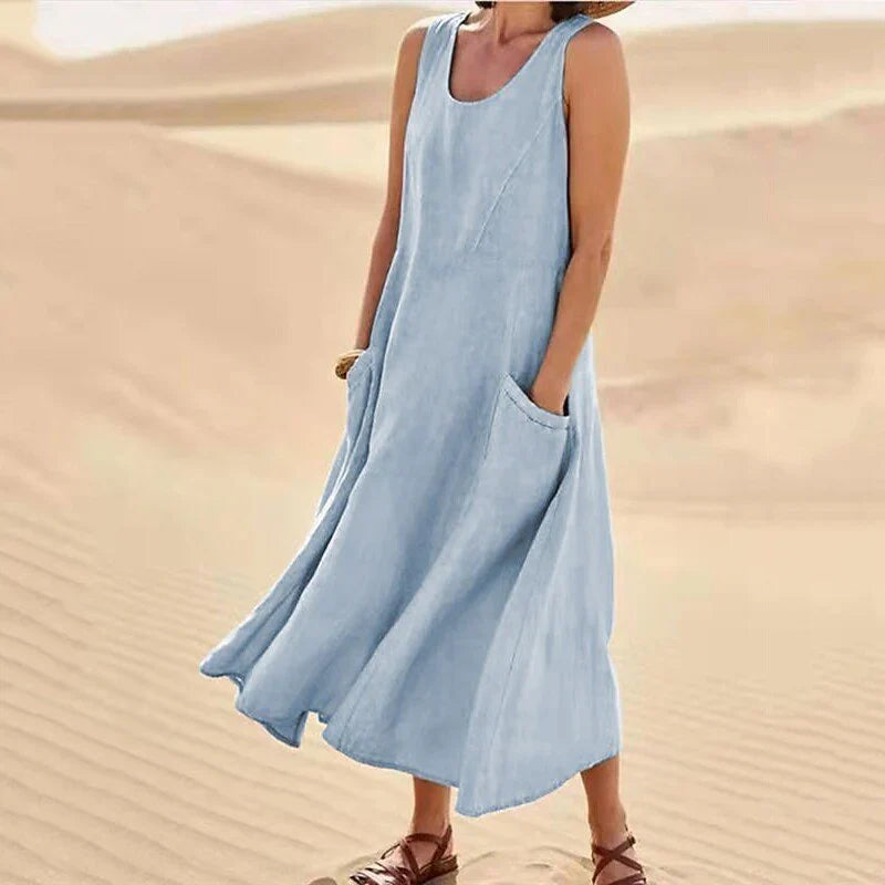 Juliette - Midi zomerjurk met ronde hals dames