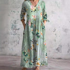 Émilie - Gebloemde midi zomerjurk dames