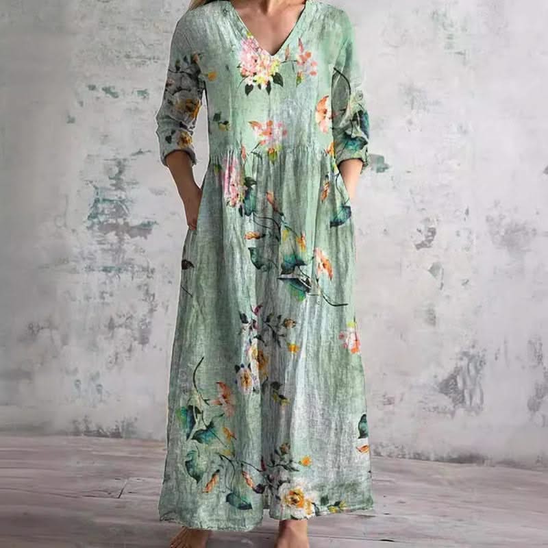 Émilie - Gebloemde midi zomerjurk dames
