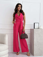 Chique jumpsuit dames mouwloos met ceintuur