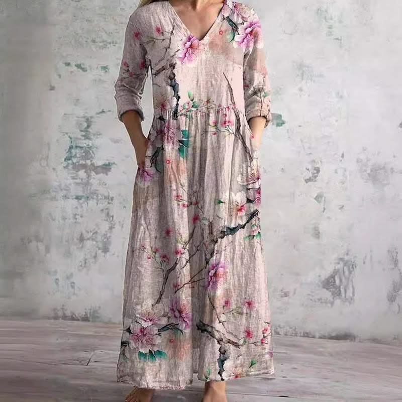 Émilie - Gebloemde midi zomerjurk dames