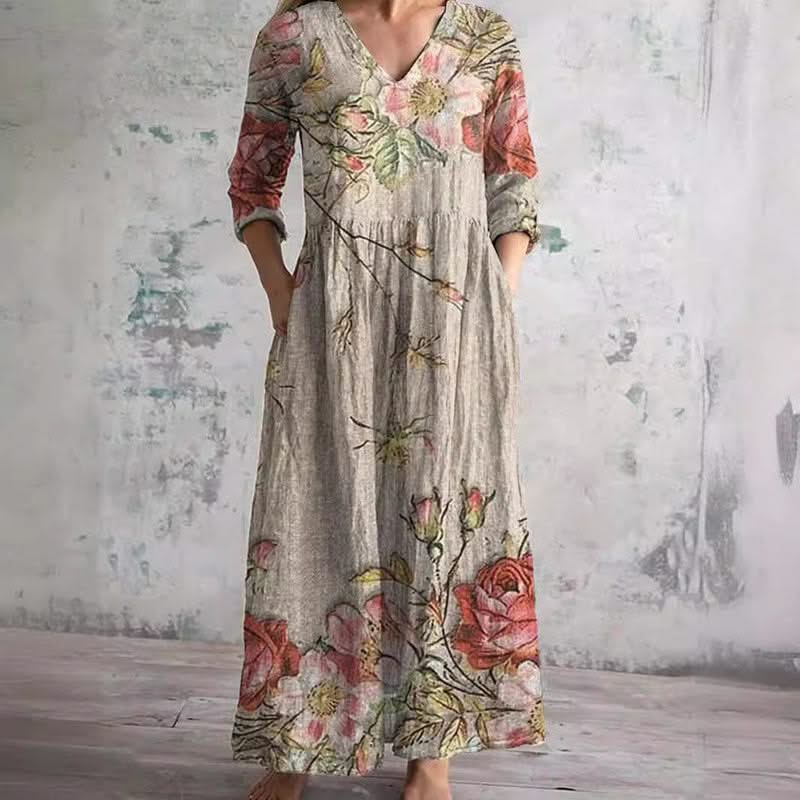 Émilie - Gebloemde midi zomerjurk dames