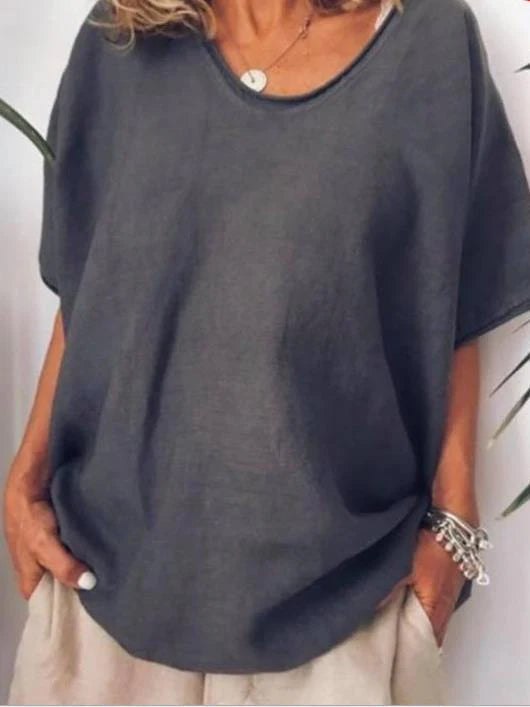 Caterina - Klassieke blouse met losse pasvorm en korte mouwen dames