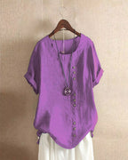 Federica - Zomerse blouse met korte mouwen en ronde hals dames