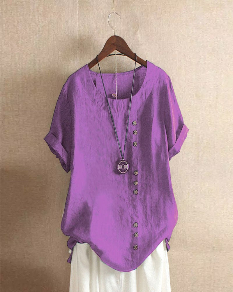 Federica - Zomerse blouse met korte mouwen en ronde hals dames