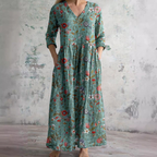Émilie - Gebloemde midi zomerjurk dames