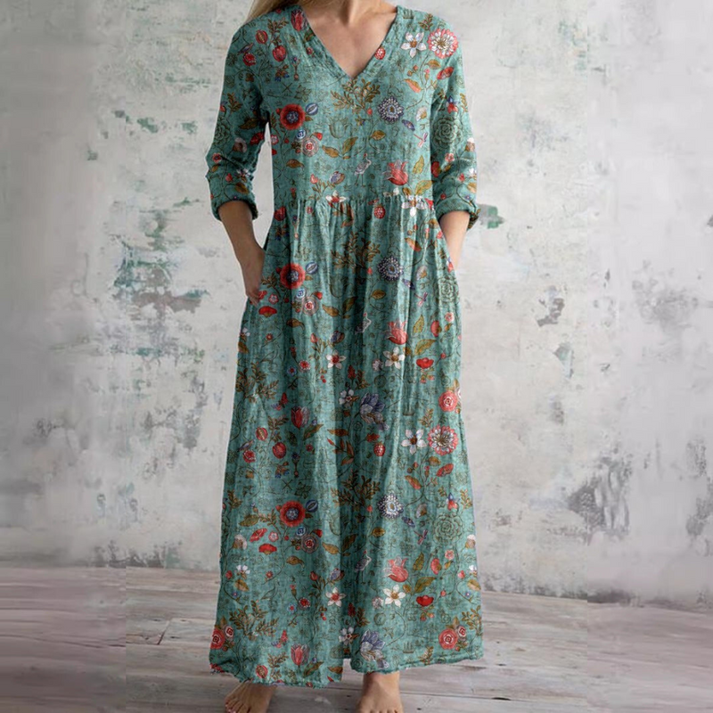 Émilie - Gebloemde midi zomerjurk dames