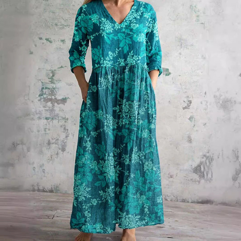 Émilie - Gebloemde midi zomerjurk dames