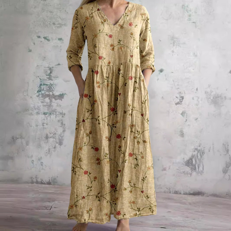 Émilie - Gebloemde midi zomerjurk dames