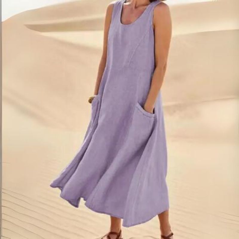 Juliette - Midi zomerjurk met ronde hals dames