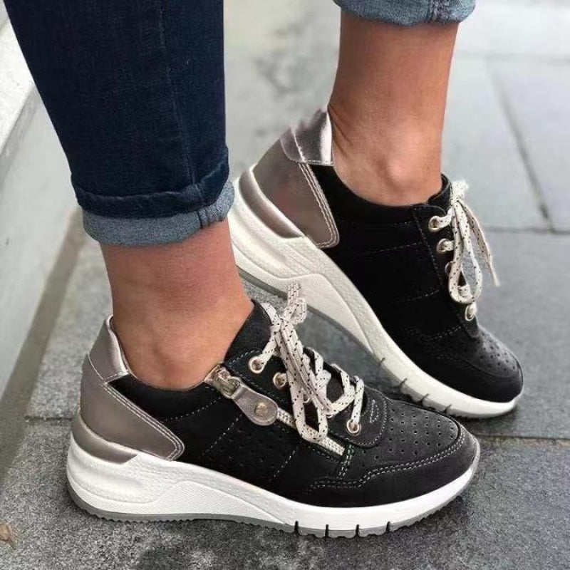 Lichtgewicht wandelschoenen dames met elastische veters, rits en antislipzool 13