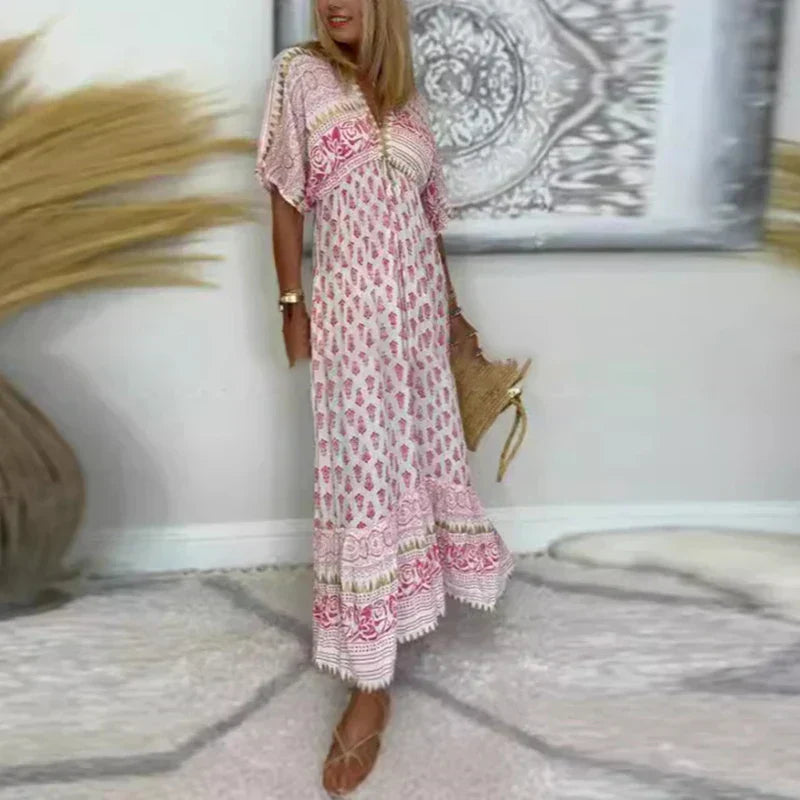 Joséphine - Bohemian maxi zomerjurk met bloemenprint dames