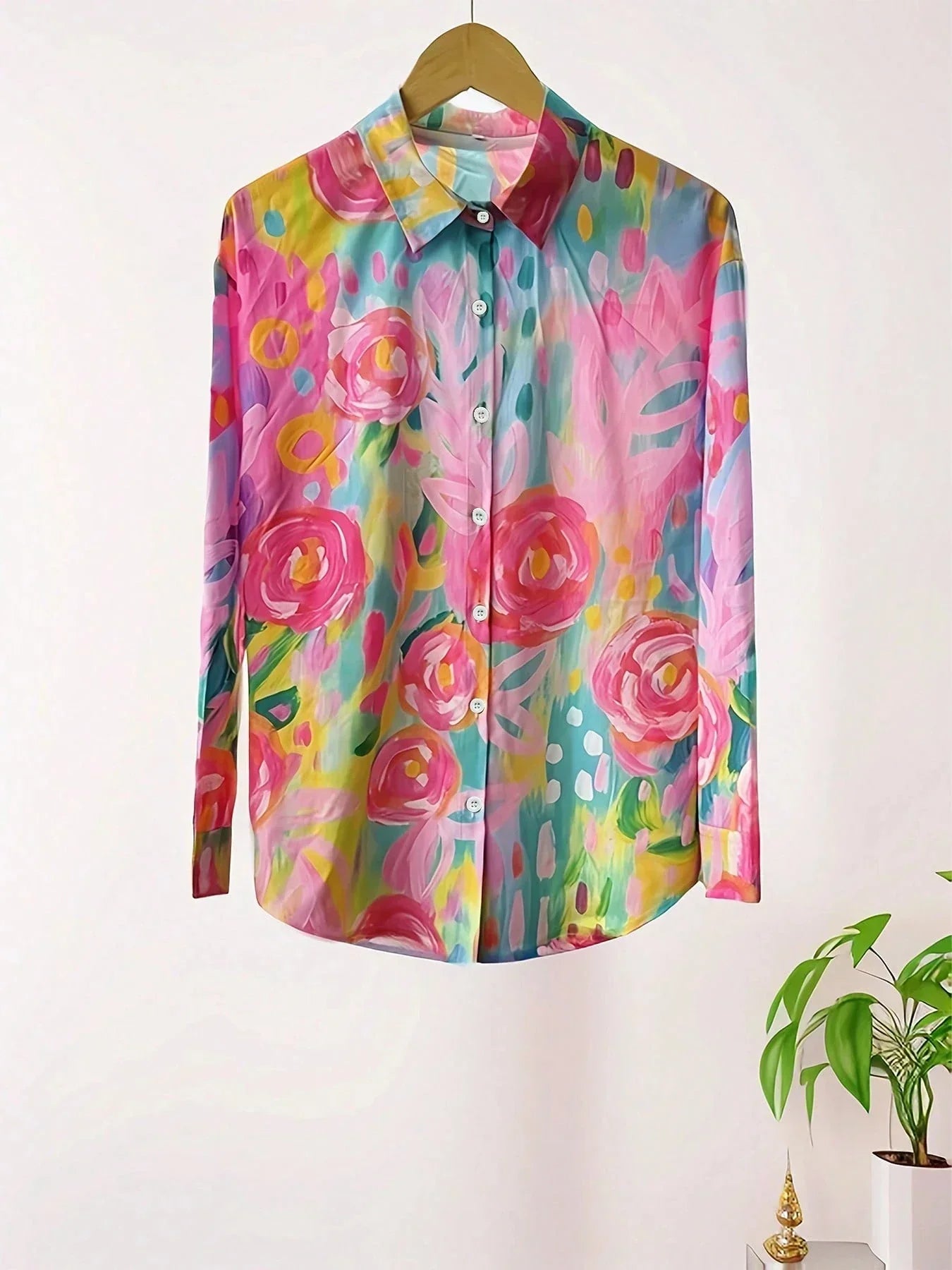 Marceline - Blouse met abstracte print en knoopsluiting voor dames